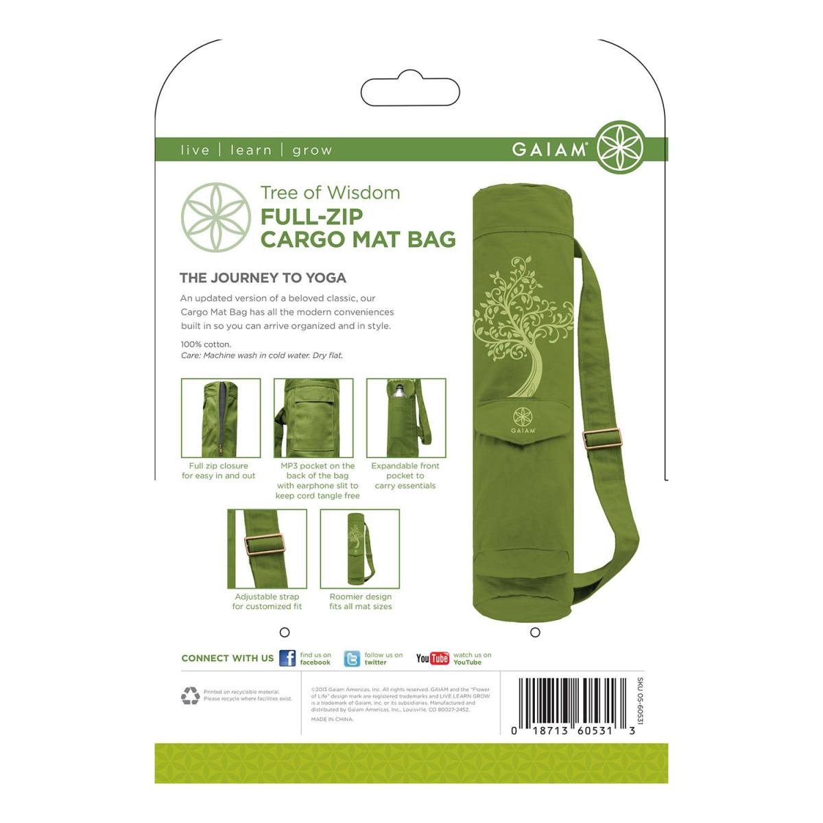Gaiam Tree of Wisdom Yoga Taske – Yogamåtter & Tilbehør, billede 6 hos ActiveNordic
