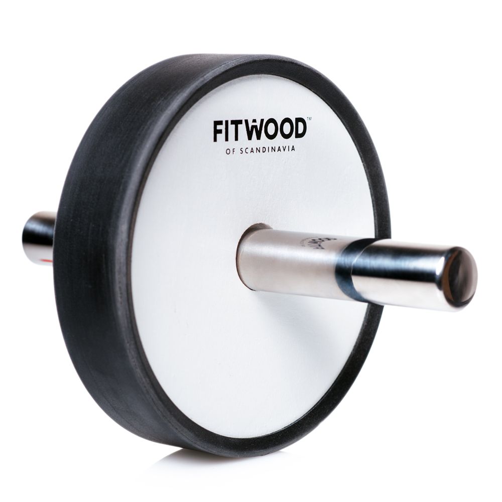 FitWood KIVI Ab Wheel - Hvid Træ / Rustfri Stål Håndtag / Sort Ring hos ActiveNordic