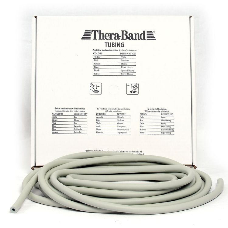 Thera-Band Tubing Level 6 Super Hård Træningselastik Sølv 30,5m hos ActiveNordic