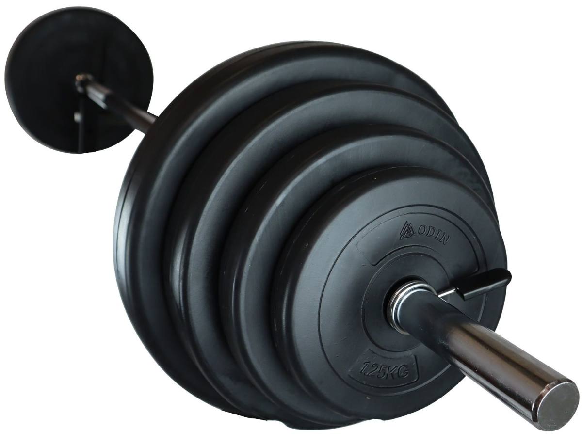 Odin Vægtstang 120 cm, 30mm inkl Vægtskiver (45,5kg) – Vægtstangssæt hos ActiveNordic