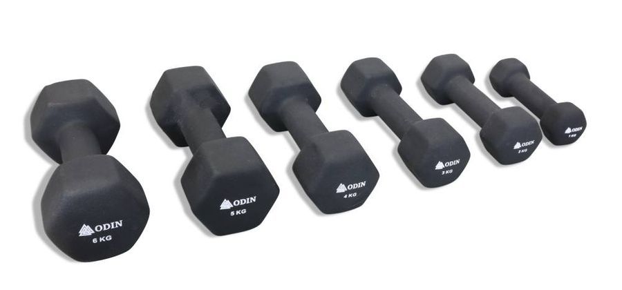 Odin Neopren Hex Håndvægte 1- 6 kg PAKKETILBUD (21 kg) hos ActiveNordic