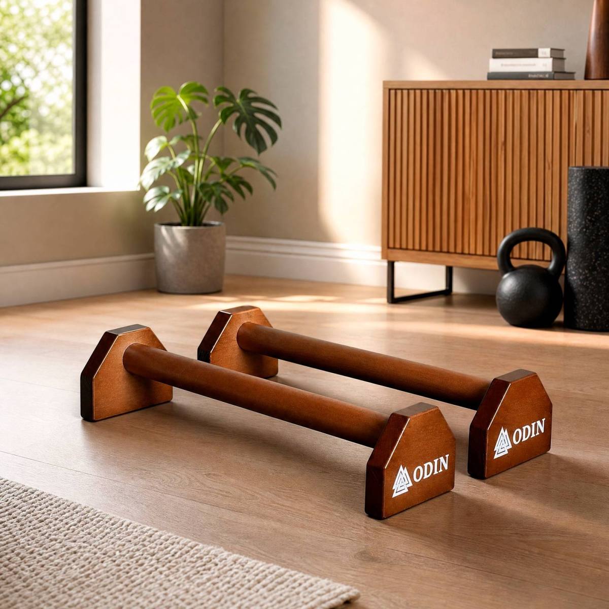 Odin Push-up Bars Parallettes Valnød 50cm – Push up bars, billede 2 hos ActiveNordic