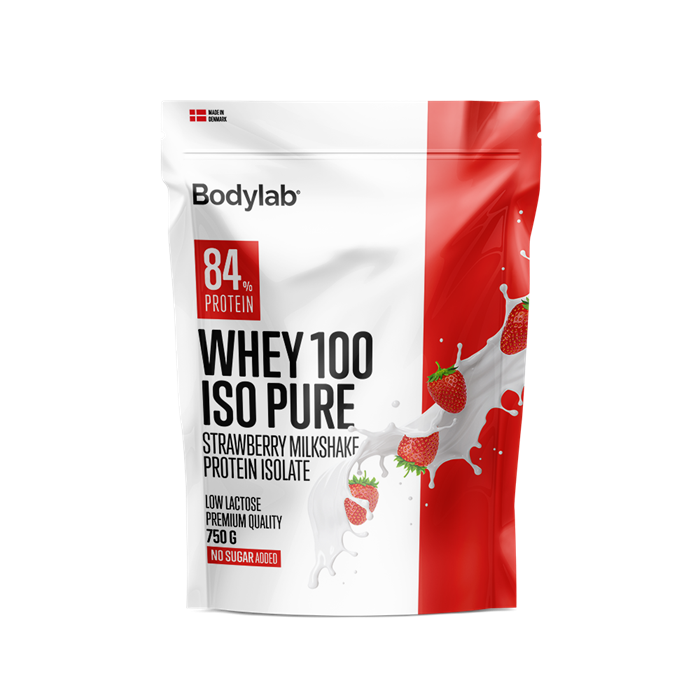 Bodylab Whey 100 ISO PURE Strawberry Milkshake (750 g) – Protein & shakes hos ActiveNordic
