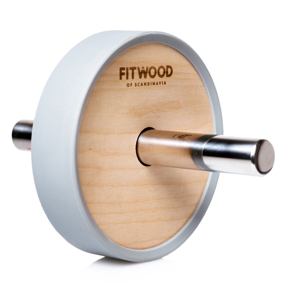 FitWood KIVI Ab Wheel - Træ / Rustfri Stål Håndtag / Grå Ring hos ActiveNordic