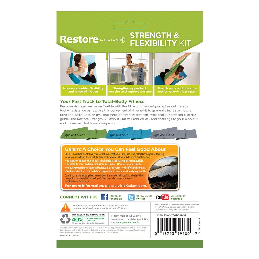 Gaiam Træningselastik Kit (3 stk), billede 5 hos ActiveNordic