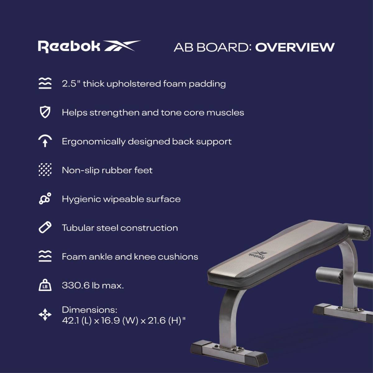 Reebok Ab Board Decline Mavebænk – Træningsbænk, billede 2 hos ActiveNordic
