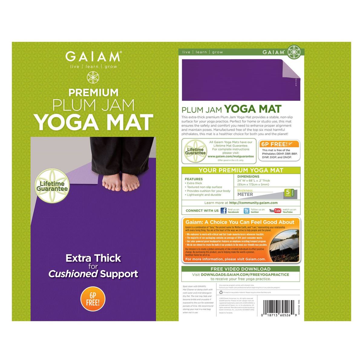 Gaiam Plum Jam Premium Yogamåtte 5mm – Yogamåtter & Tilbehør, billede 10 hos ActiveNordic