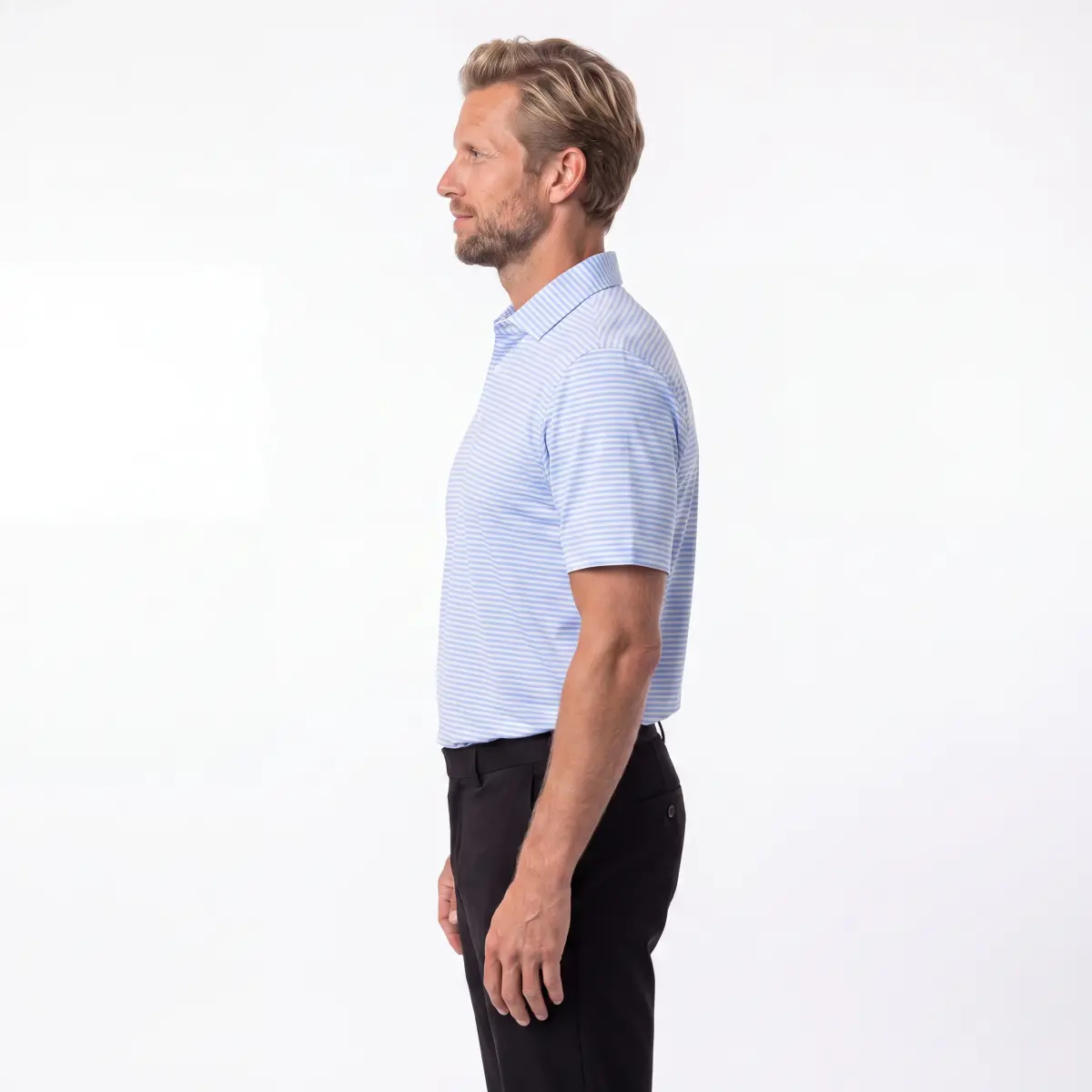 Walther Stripe Polo - Lyseblå – billede 9