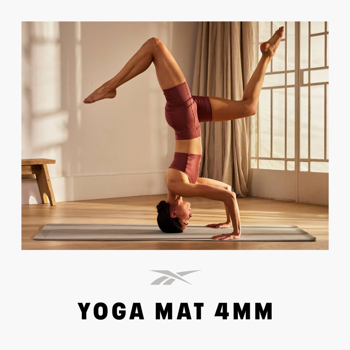 Reebok Yogamåtte - 4mm - Pure Grey – Yogamåtter & Tilbehør, billede 2 hos ActiveNordic