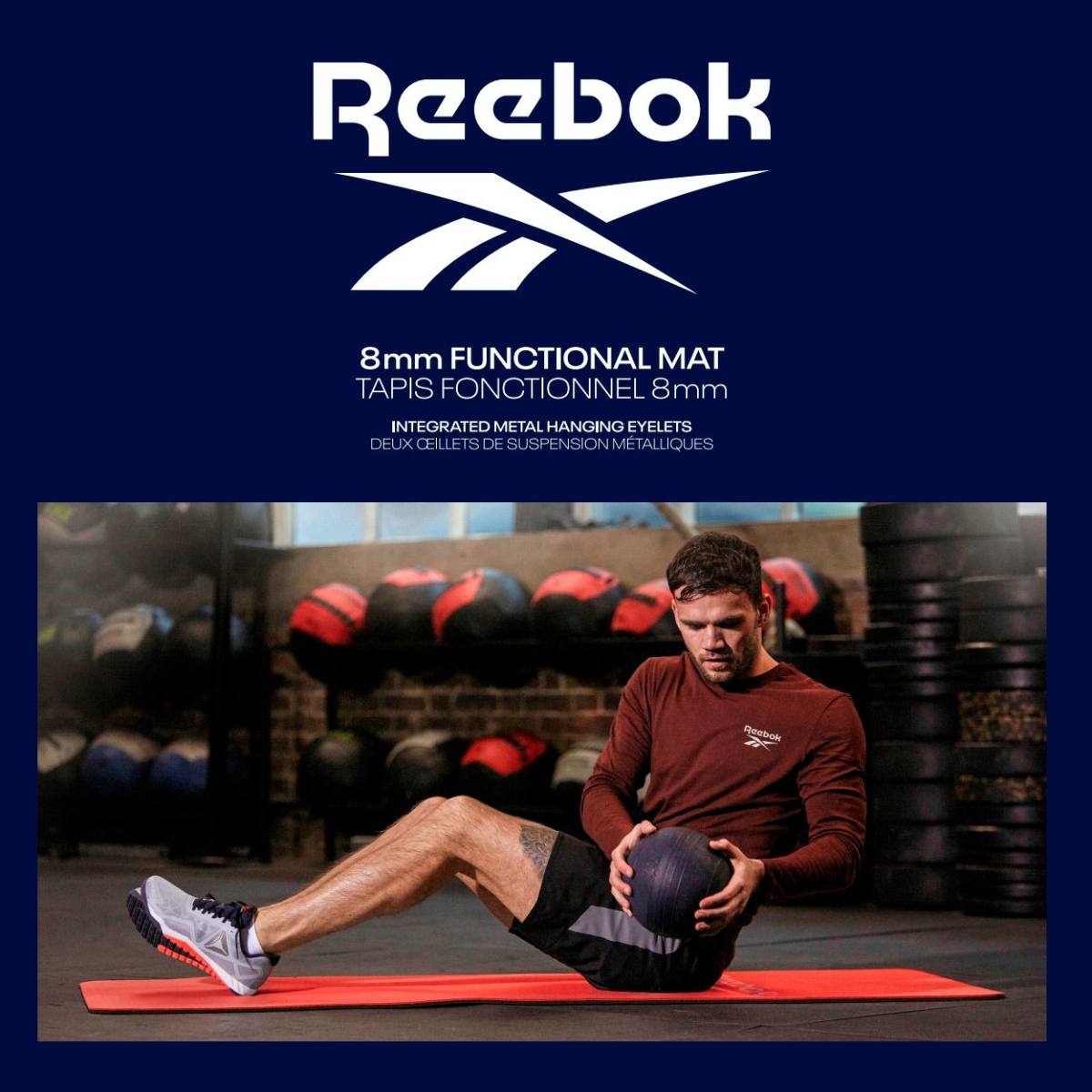 Reebok Functional Træningsmåtte 173 x 61 x 0,8cm - Rød, billede 2 hos ActiveNordic