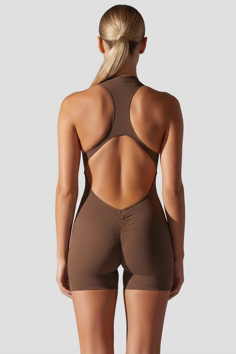 Sophia Sports Jumpsuit Kort - Brun – Jumpsuits, billede 2 hos ActiveNordic