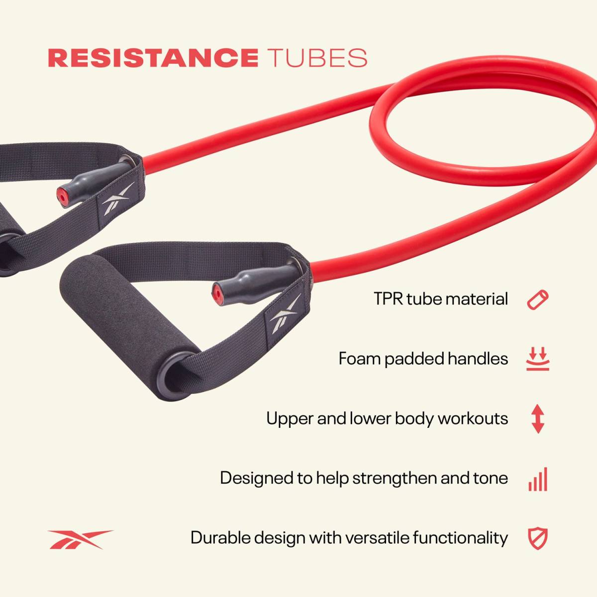 Reebok Resistance Tube Træningselastik Rød - Medium, billede 3 hos ActiveNordic