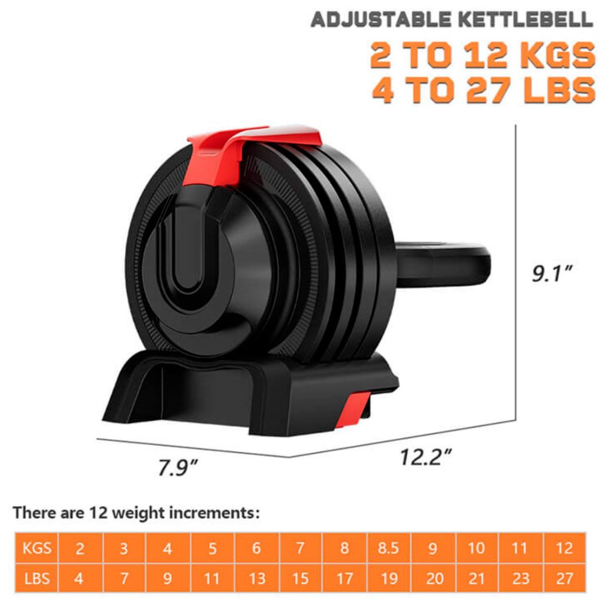 Odin Justerbar Kettlebell 12kg (12 Kettlebells i én), billede 8 hos ActiveNordic