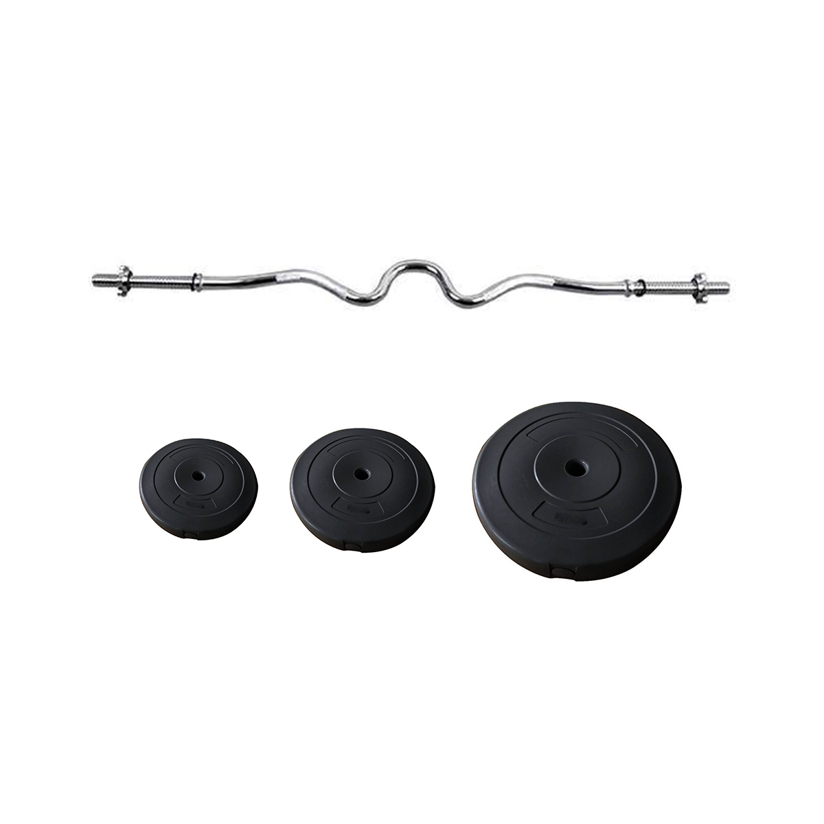 Odin Super Curl Vægtstang 120 cm, 30mm Inkl Vægtskiver (24,5kg) – Vægtstangssæt hos ActiveNordic