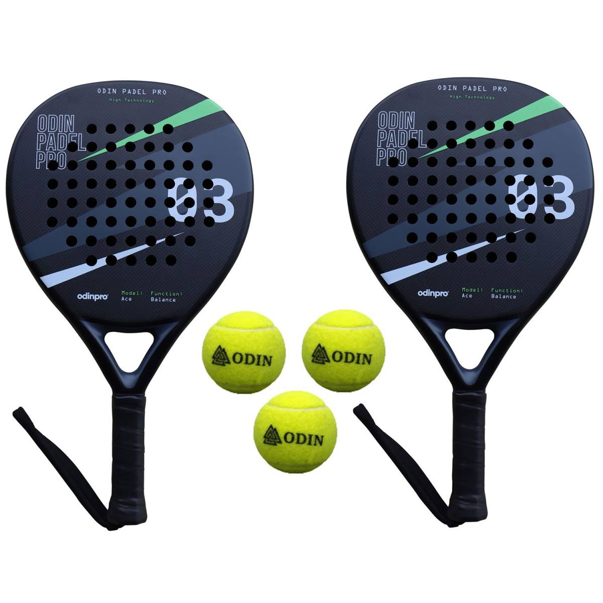 Odin Padel PAKKETILBUD (Odin Padel Ace 3K Advance + Odin Padel Bolde - 3 stk.) – Padel Tennis hos ActiveNordic