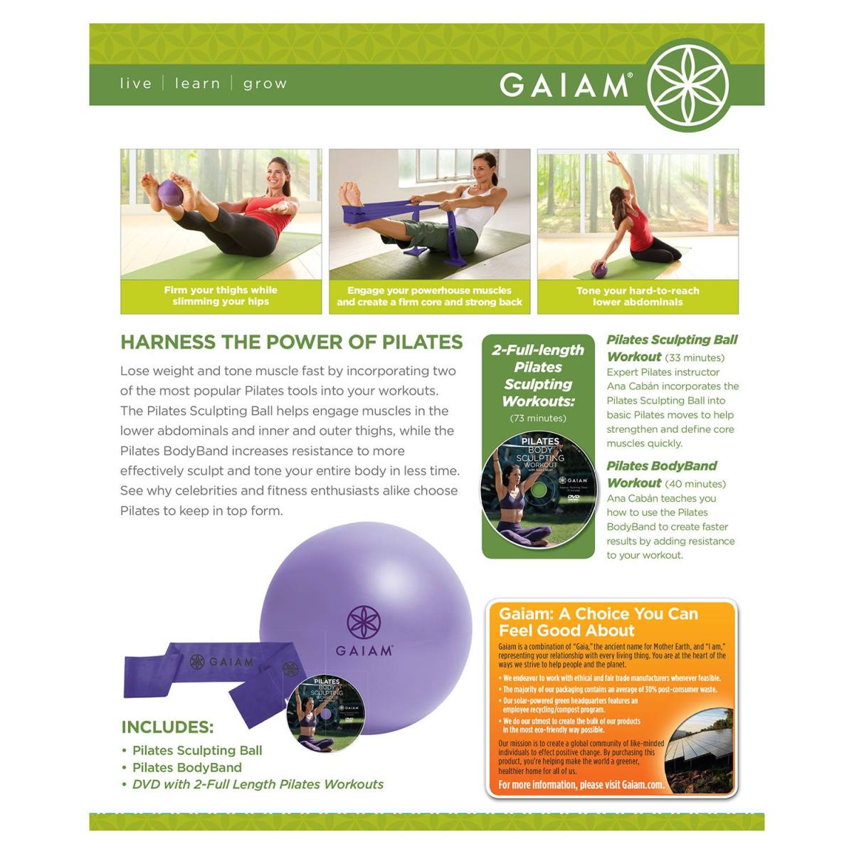 Gaiam Begynder Pilates Sæt m. DVD – Træningselastik, billede 6 hos ActiveNordic