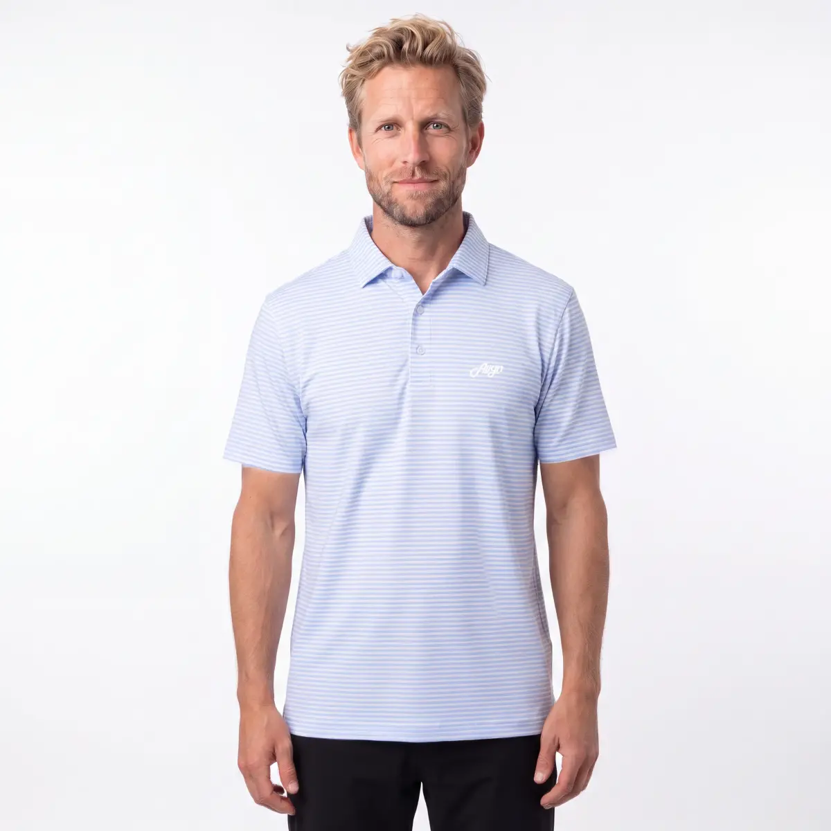 Walther Stripe Polo - Lyseblå – billede 3