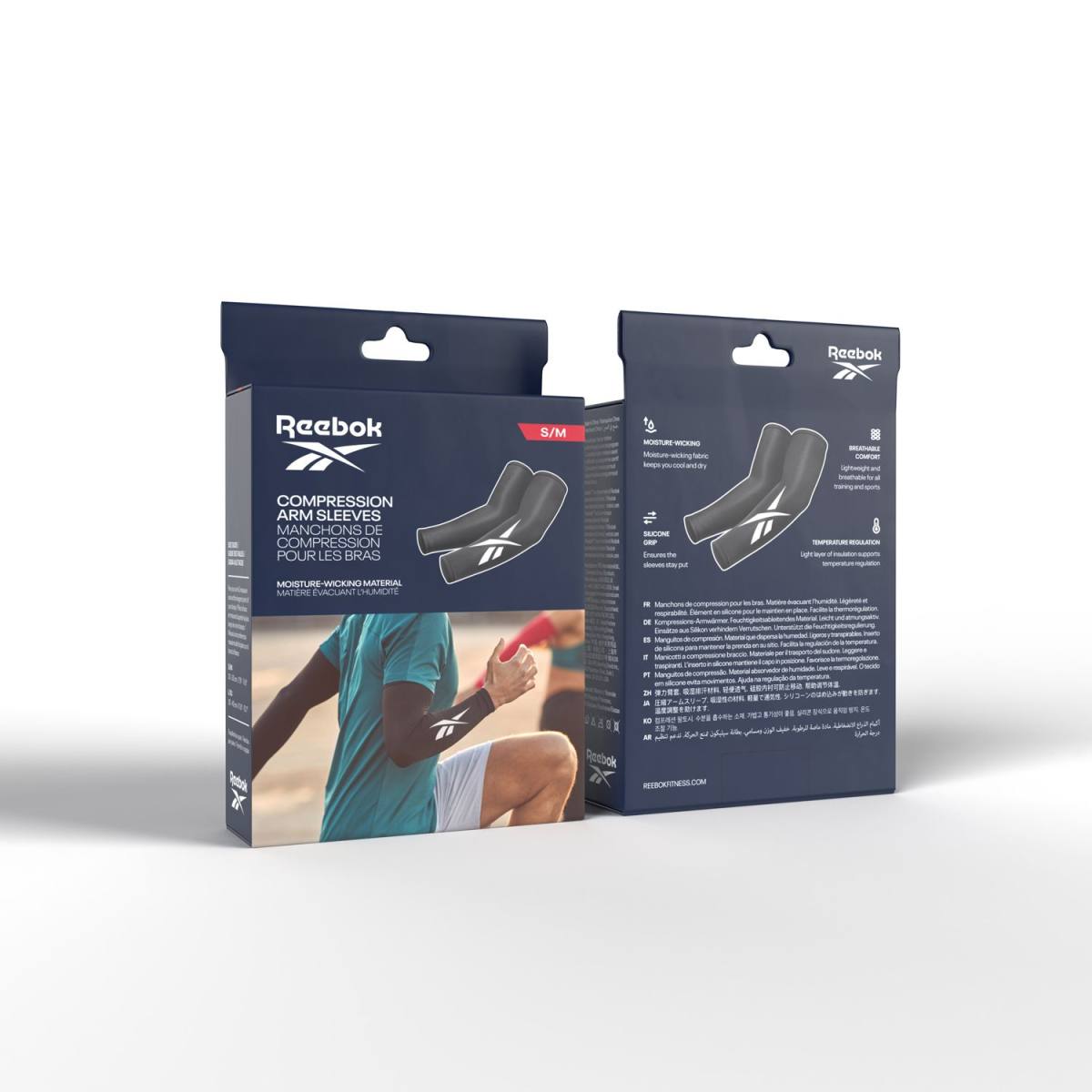Reebok Kompression Arm Sleeves (2 stk) - Sort - S/M – Kompressions, billede 5 hos ActiveNordic