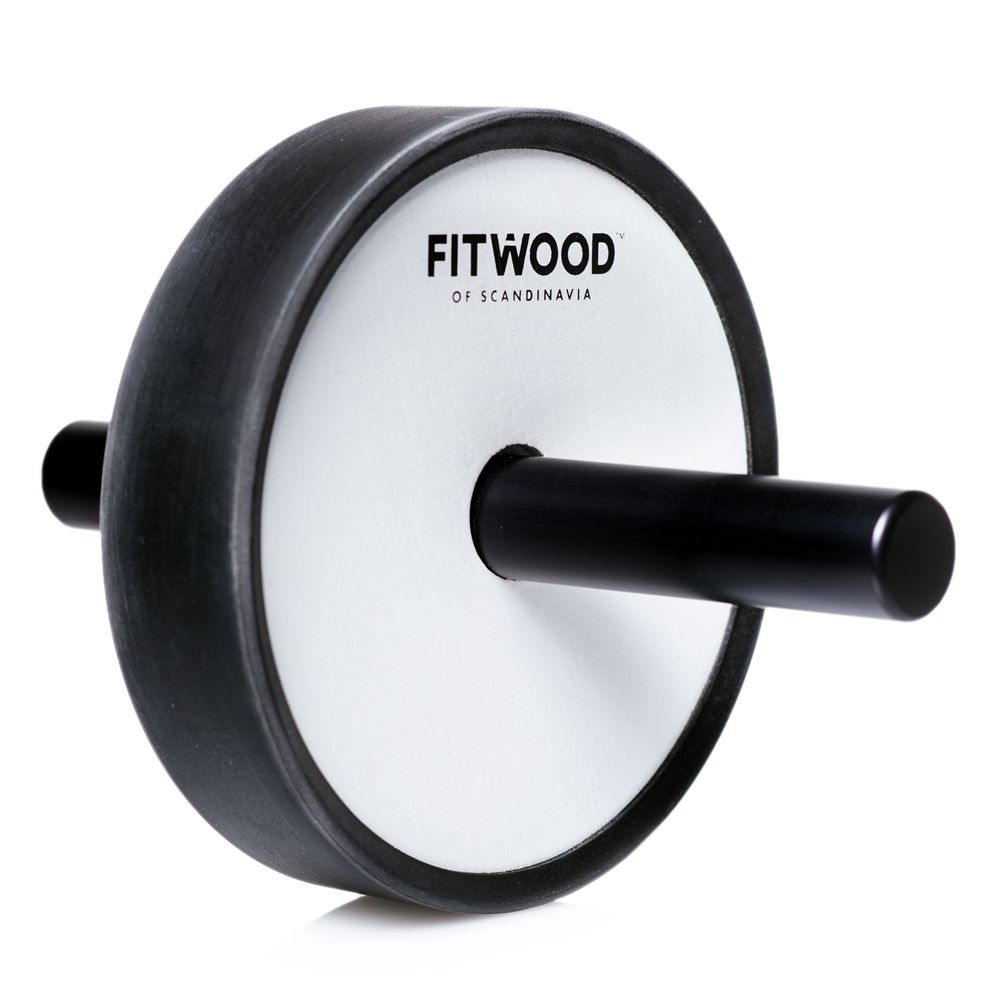 FitWood KIVI Ab Wheel - Hvid Træ / Sort Alu. Håndtag / Sort Ring hos ActiveNordic