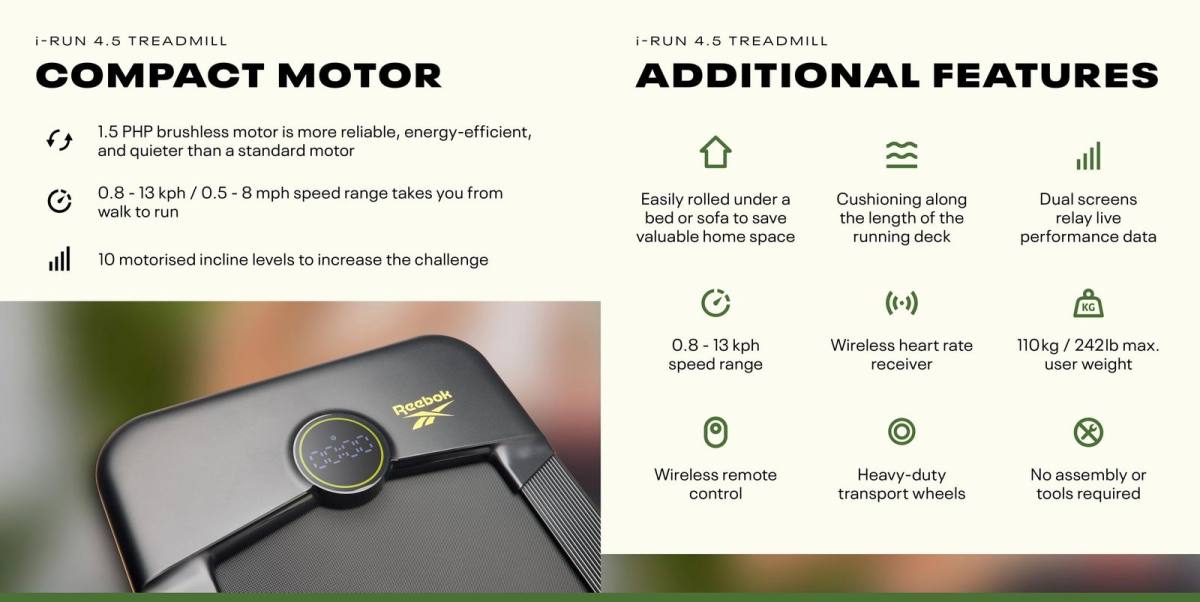 Reebok i-Run 4.5 Løbebånd – Kontor fitness, billede 21 hos ActiveNordic