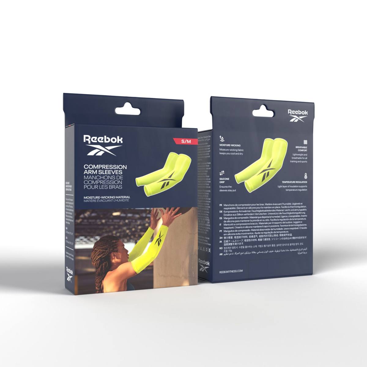 Reebok Kompression Arm Sleeves (2 stk) - Gul - S/M – Kompressions, billede 9 hos ActiveNordic