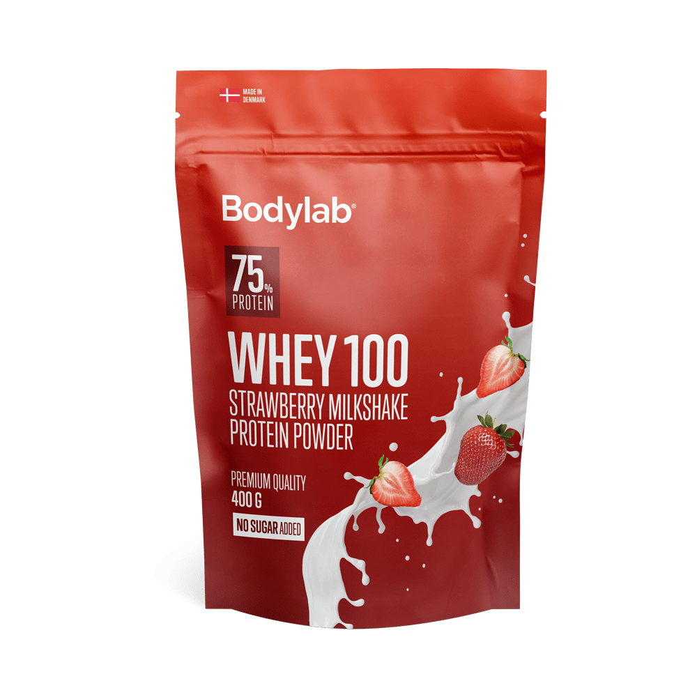 Bodylab Whey 100 Proteinpulver Strawberry Milkshake (400g) – Protein & shakes hos ActiveNordic