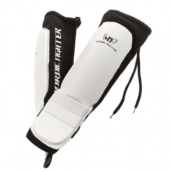 Nordic Fighter Grappling Shin Guards Instep Benskinne Ægte Læder Hvid Medium – Kampsport hos ActiveNordic
