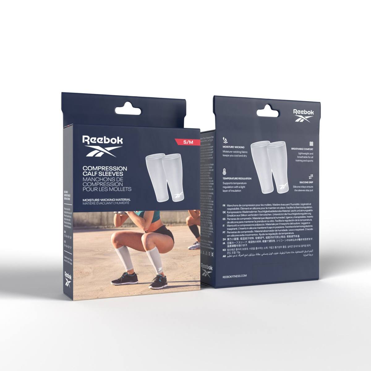 Reebok Kompression Læg Sleeves (2 stk) - Grå - L/XL – Kompressions, billede 3 hos ActiveNordic