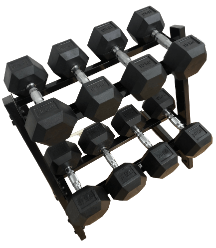Odin 130kg Hex Set PAKKETILBUD (4 sæt håndvægte + rack) hos ActiveNordic