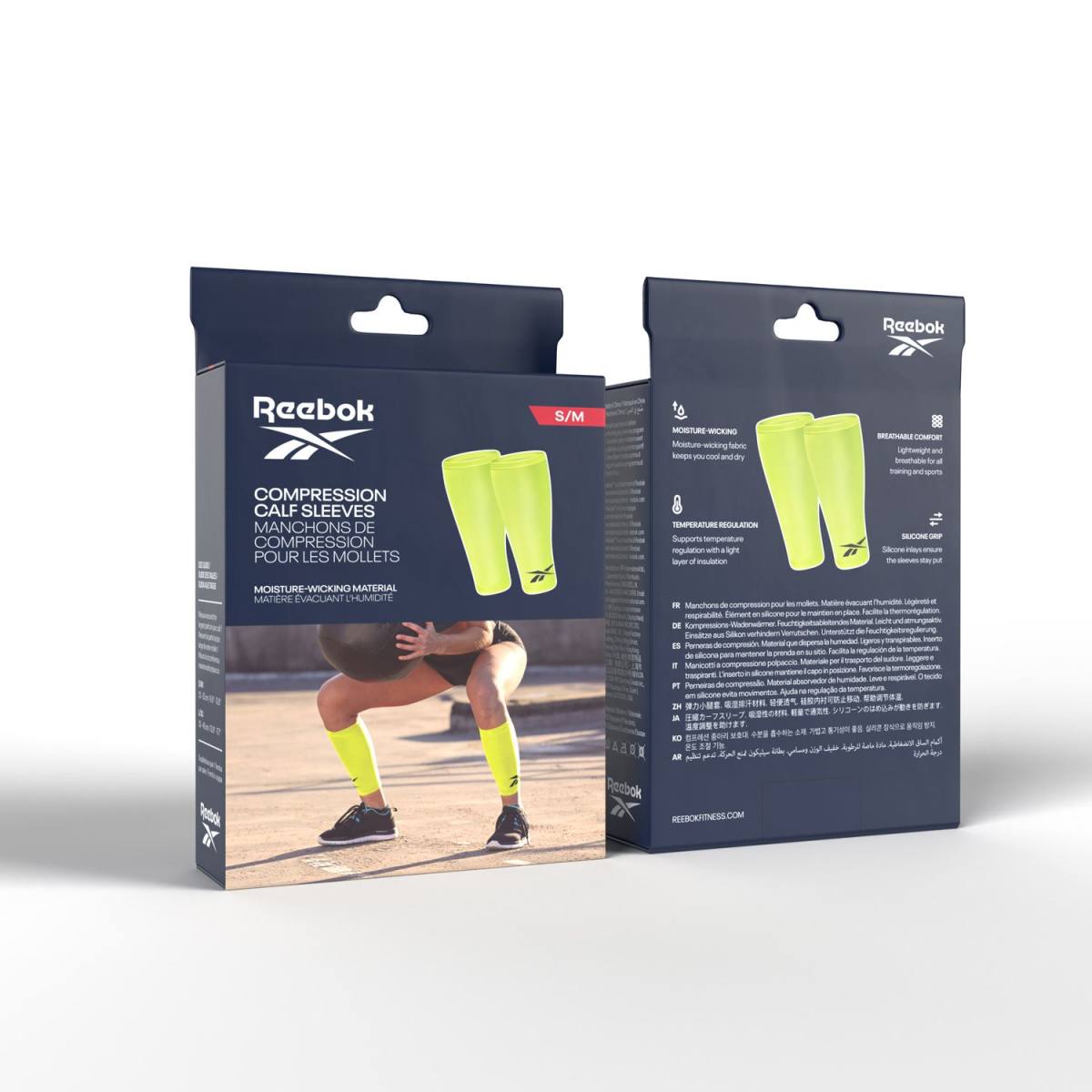 Reebok Kompression Læg Sleeves (2 stk) - Gul - L/XL – Kompressions, billede 2 hos ActiveNordic