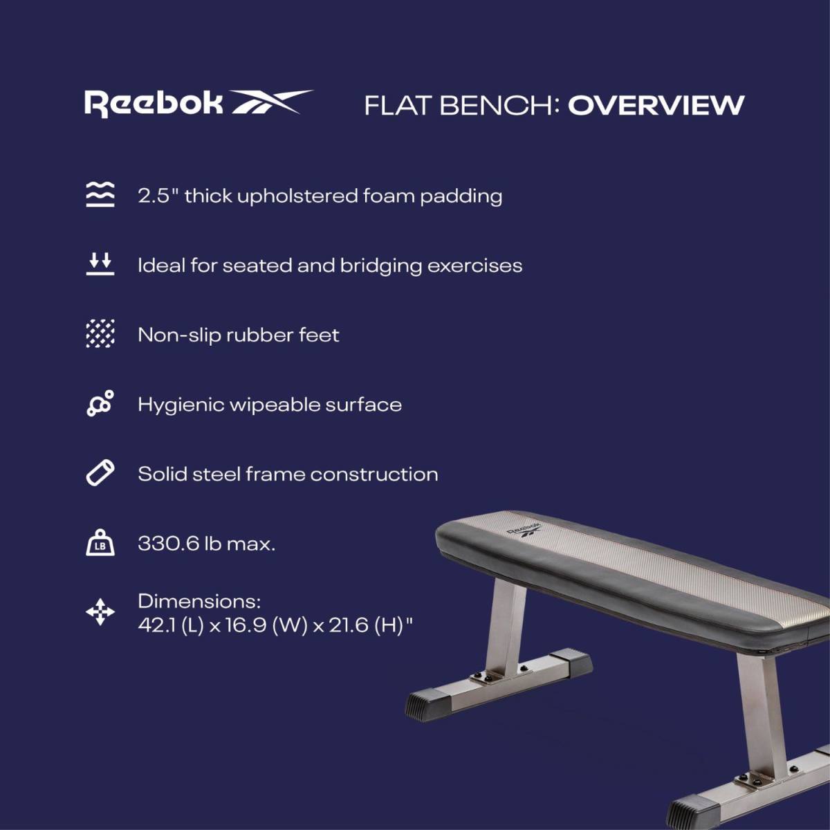Reebok Flat Bench Flad Træningsbænk, billede 7 hos ActiveNordic