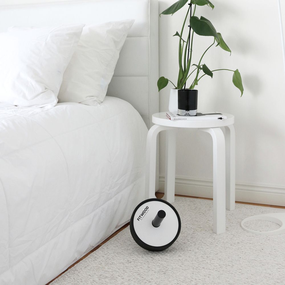 FitWood KIVI Ab Wheel - Hvid Træ / Rustfri Stål Håndtag / Sort Ring, billede 5 hos ActiveNordic