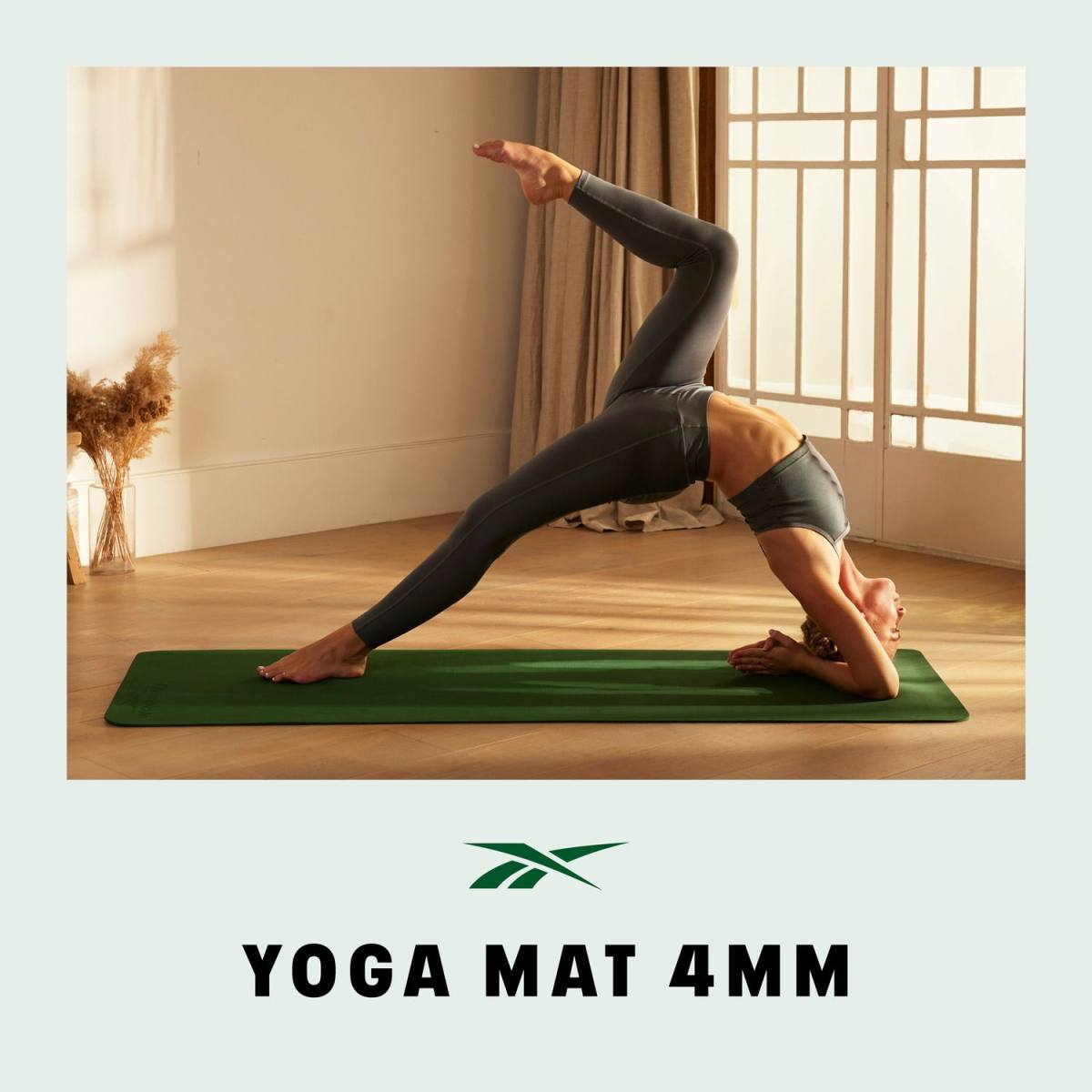 Reebok Yogamåtte - 4mm - Dark Green – Yogamåtter & Tilbehør, billede 2 hos ActiveNordic