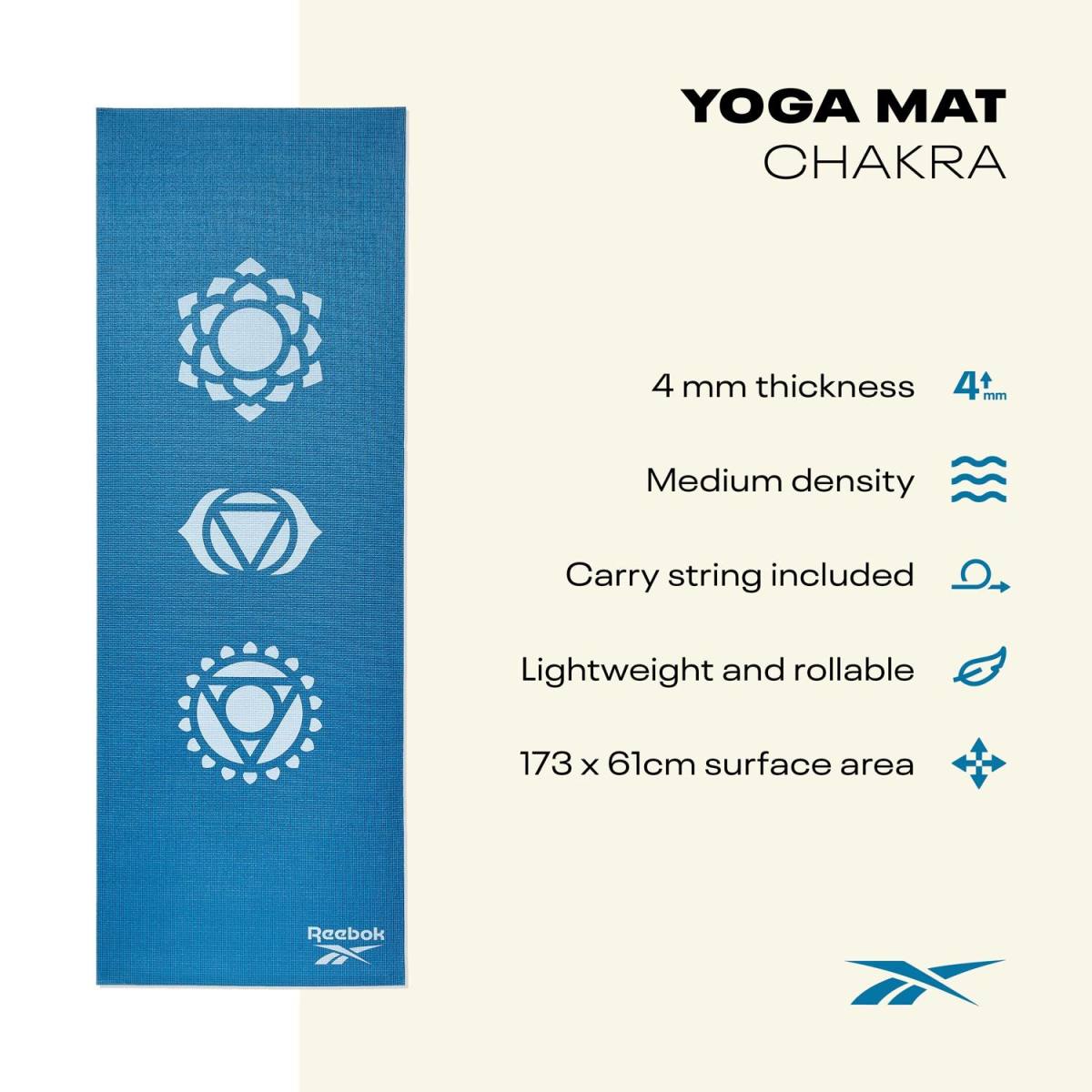 Reebok Yogamåtte - 4mm - Chakra – Yogamåtter & Tilbehør, billede 2 hos ActiveNordic
